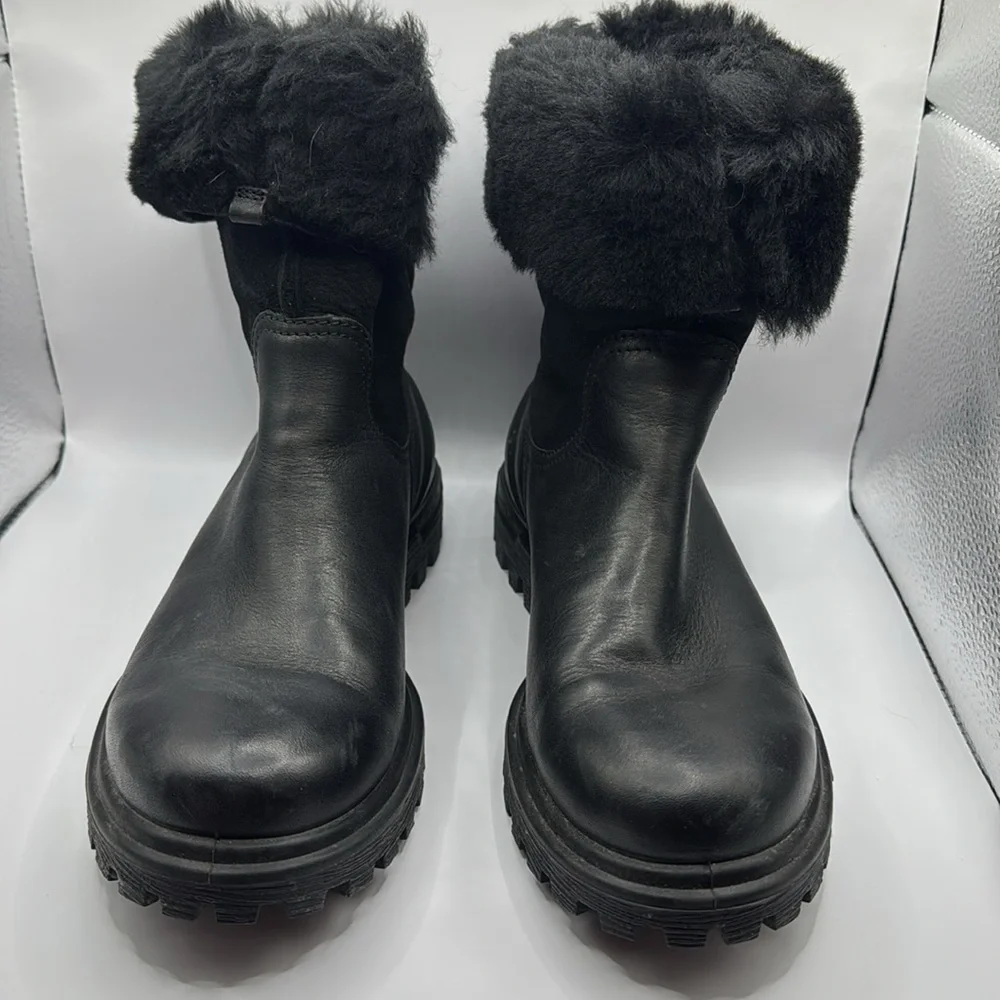 ECCO Women's Tredtray Pull on Shearling Boot Fashion Black Size 10-10.5 (41)